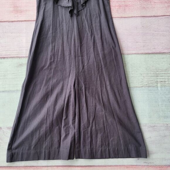 Anthro Maria Stanley Gray Ruffled Neckline Cascada Wide Leg Cropped Jumpsuit S - Picture 6 of 8